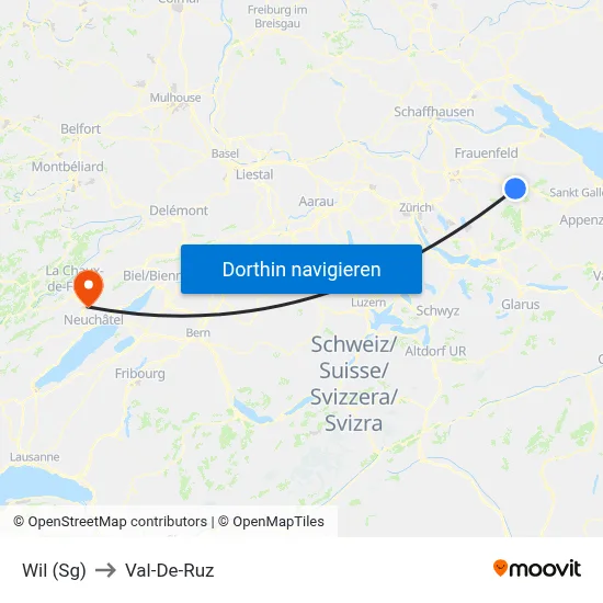 Wil (Sg) to Val-De-Ruz map