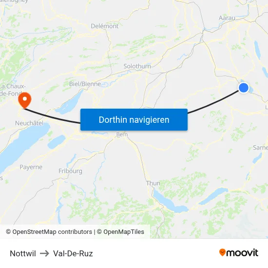 Nottwil to Val-De-Ruz map