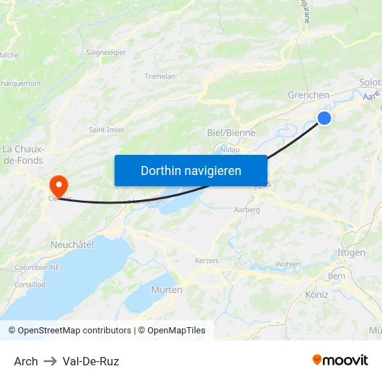 Arch to Val-De-Ruz map