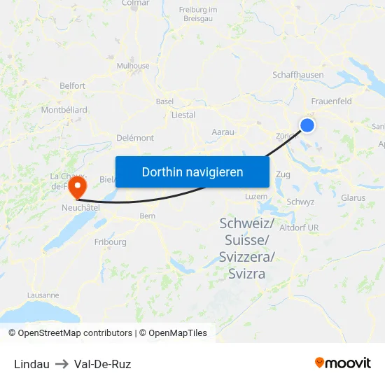 Lindau to Val-De-Ruz map