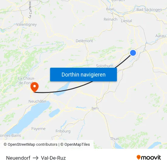 Neuendorf to Val-De-Ruz map