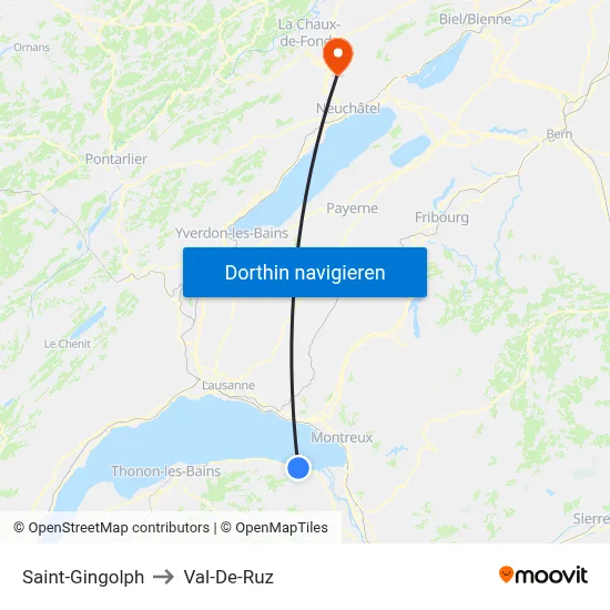 Saint-Gingolph to Val-De-Ruz map