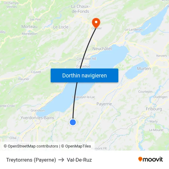 Treytorrens (Payerne) to Val-De-Ruz map