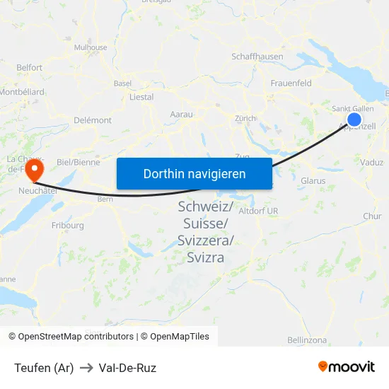 Teufen (Ar) to Val-De-Ruz map