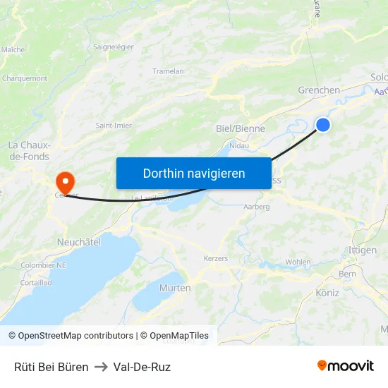Rüti Bei Büren to Val-De-Ruz map