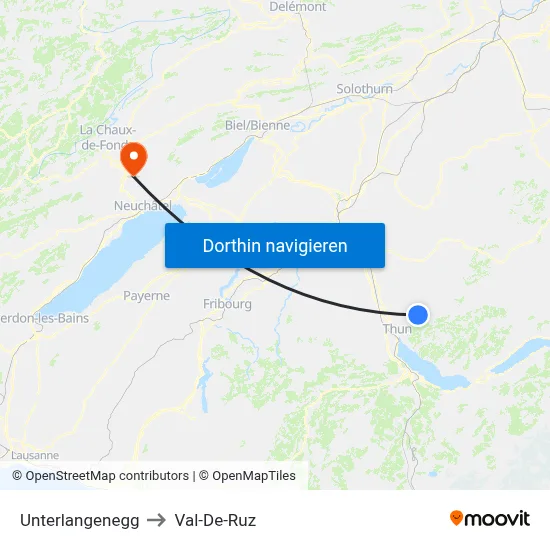Unterlangenegg to Val-De-Ruz map