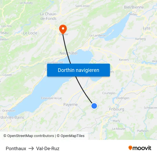 Ponthaux to Val-De-Ruz map