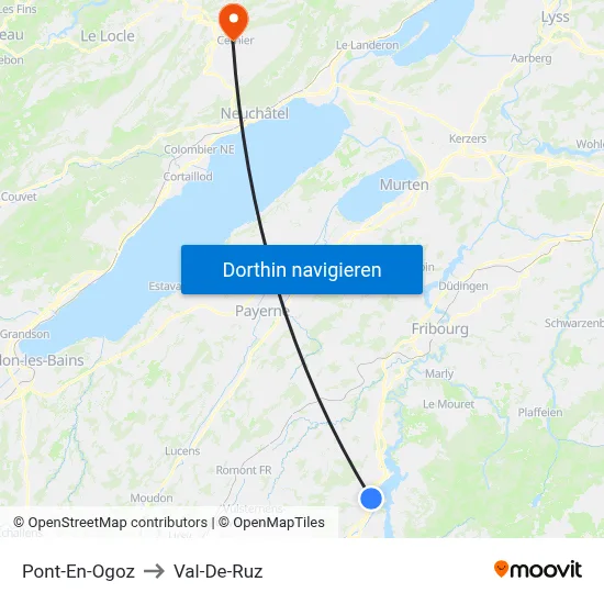 Pont-En-Ogoz to Val-De-Ruz map