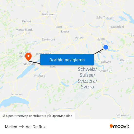 Meilen to Val-De-Ruz map