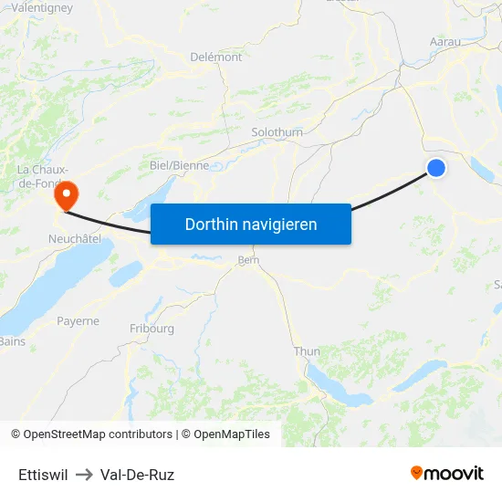 Ettiswil to Val-De-Ruz map
