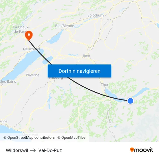 Wilderswil to Val-De-Ruz map