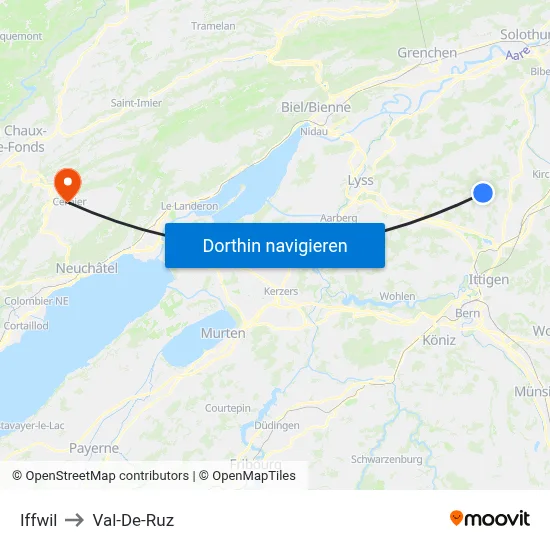 Iffwil to Val-De-Ruz map
