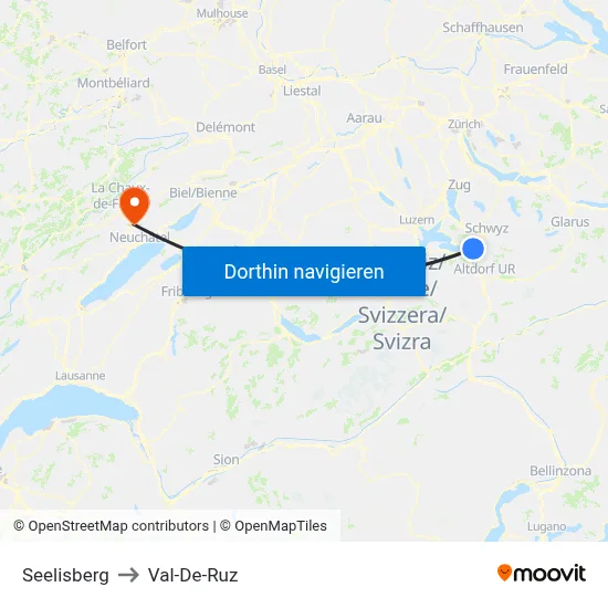 Seelisberg to Val-De-Ruz map
