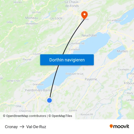 Cronay to Val-De-Ruz map