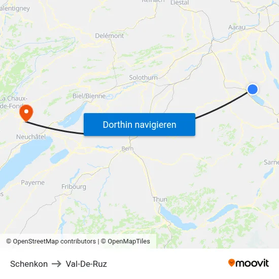 Schenkon to Val-De-Ruz map