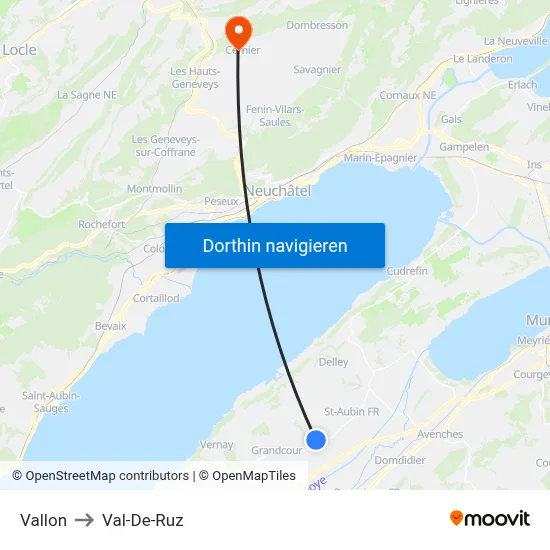 Vallon to Val-De-Ruz map