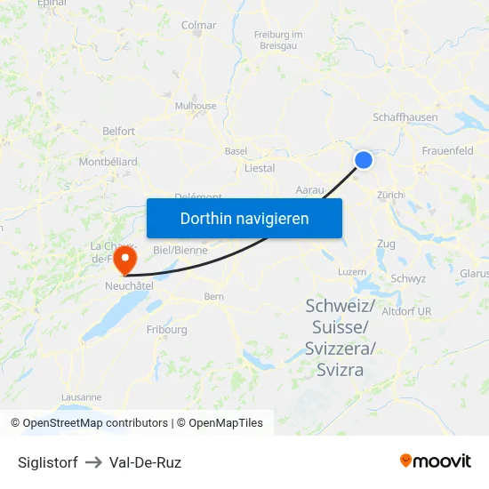 Siglistorf to Val-De-Ruz map