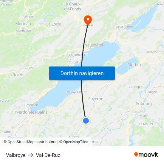 Valbroye to Val-De-Ruz map