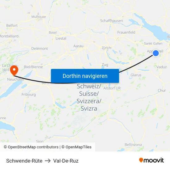 Schwende-Rüte to Val-De-Ruz map