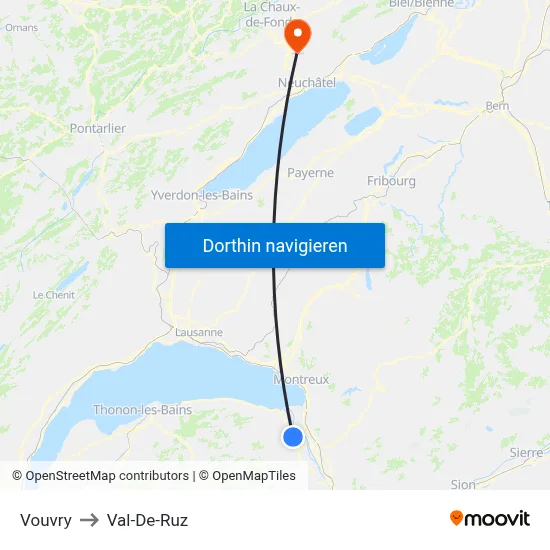 Vouvry to Val-De-Ruz map