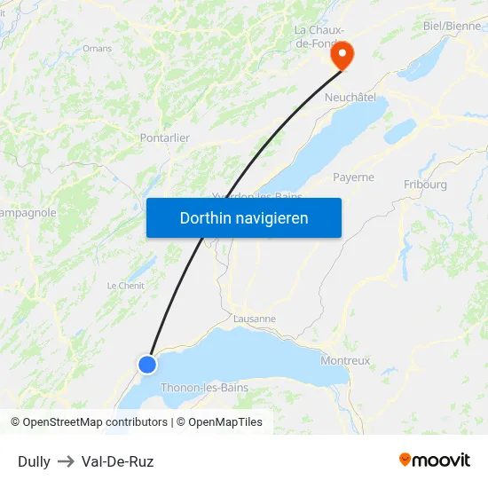 Dully to Val-De-Ruz map