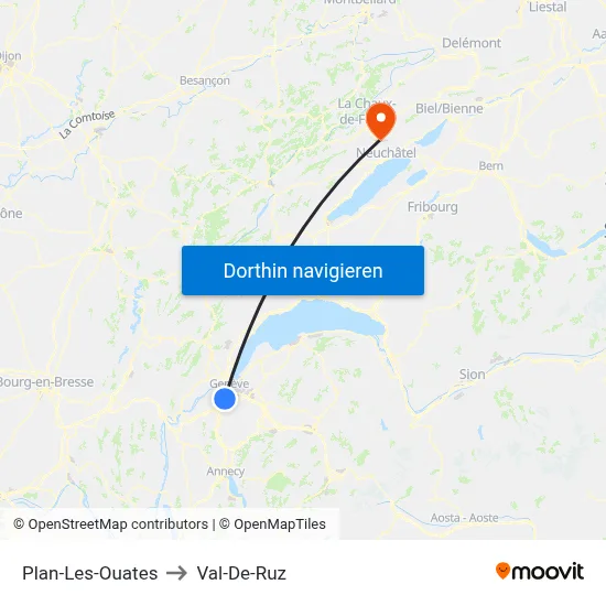 Plan-Les-Ouates to Val-De-Ruz map