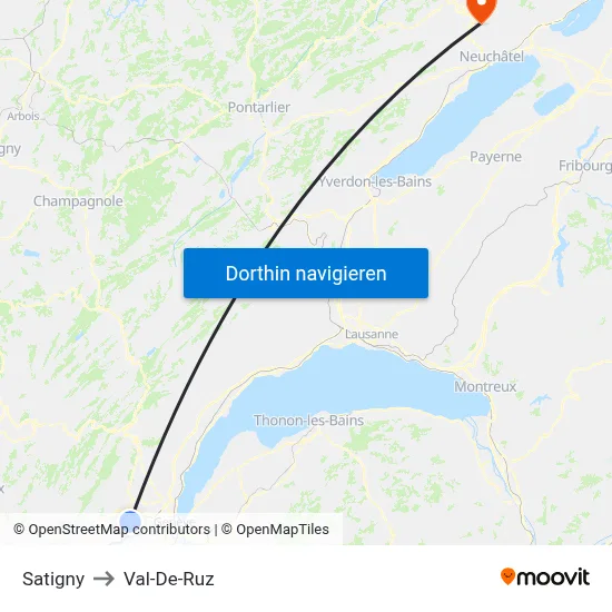 Satigny to Val-De-Ruz map