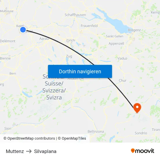 Muttenz to Silvaplana map