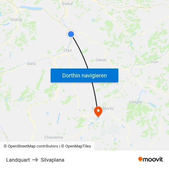 Landquart to Silvaplana map