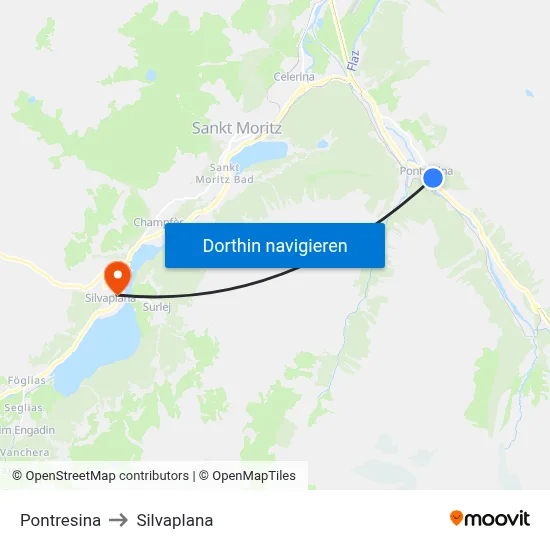 Pontresina to Silvaplana map