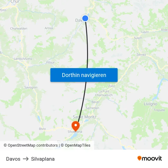 Davos to Silvaplana map