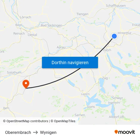 Oberembrach to Wynigen map