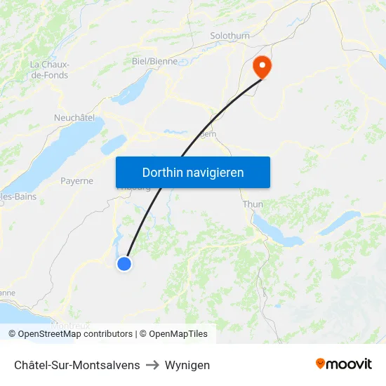 Châtel-Sur-Montsalvens to Wynigen map