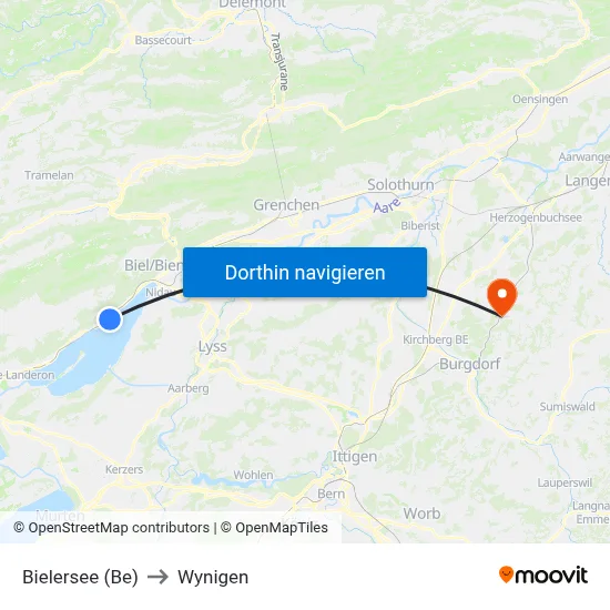 Bielersee (Be) to Wynigen map