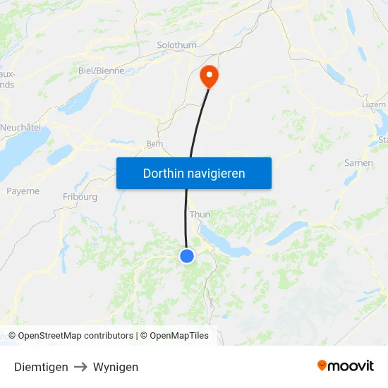 Diemtigen to Wynigen map