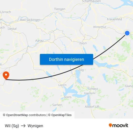 Wil (Sg) to Wynigen map