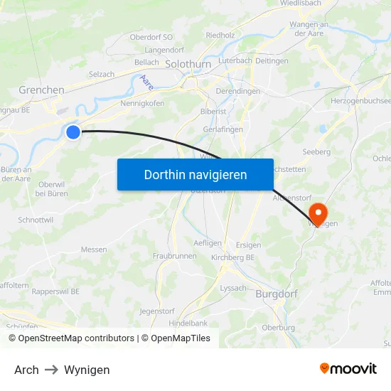 Arch to Wynigen map