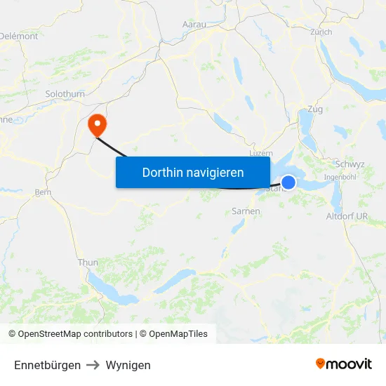 Ennetbürgen to Wynigen map