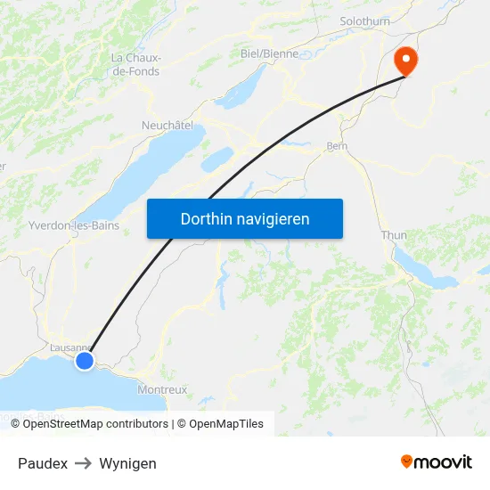 Paudex to Wynigen map