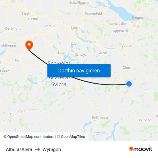 Albula/Alvra to Wynigen map