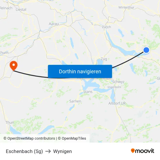 Eschenbach (Sg) to Wynigen map