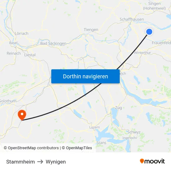 Stammheim to Wynigen map