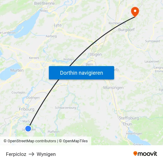 Ferpicloz to Wynigen map