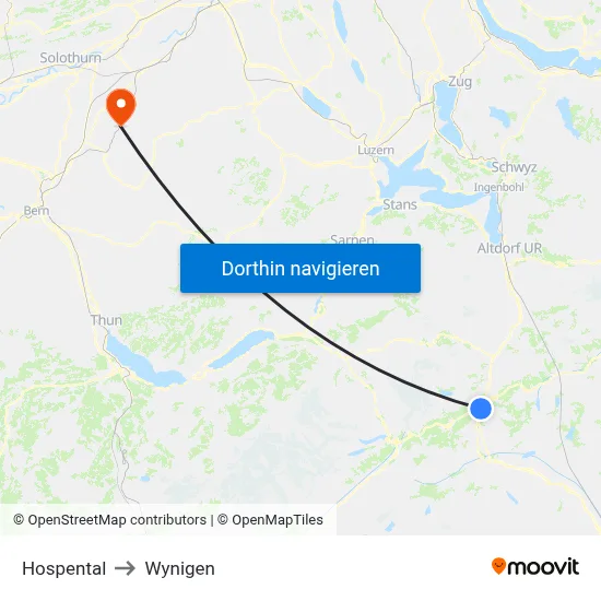 Hospental to Wynigen map