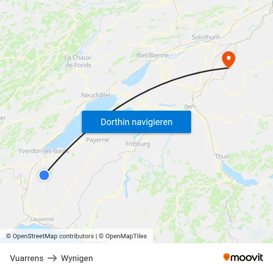 Vuarrens to Wynigen map