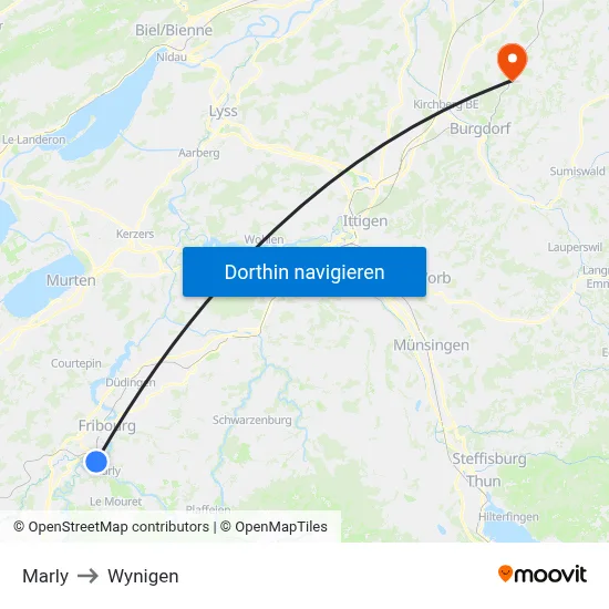 Marly to Wynigen map