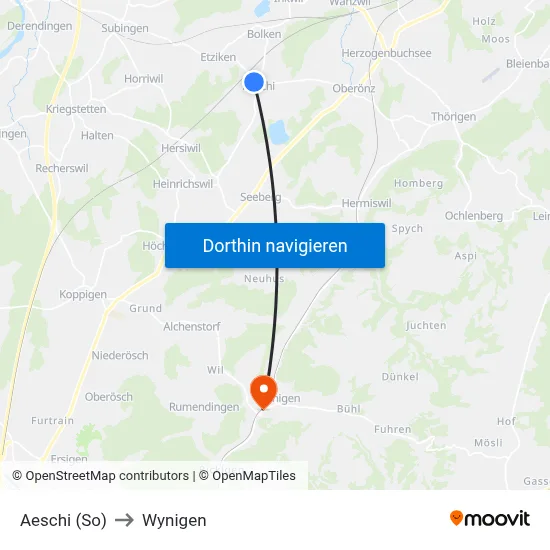 Aeschi (So) to Wynigen map
