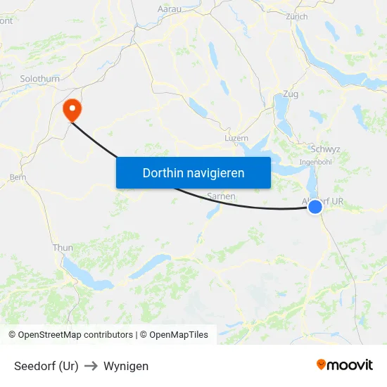 Seedorf (Ur) to Wynigen map
