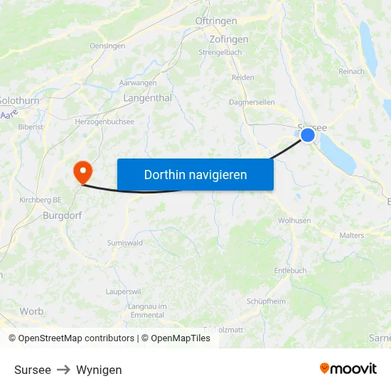 Sursee to Wynigen map