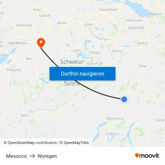 Mesocco to Wynigen map
